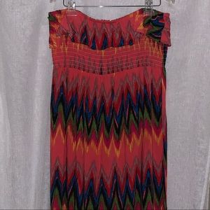 Pure Energy multicolored strapless dress size 3.